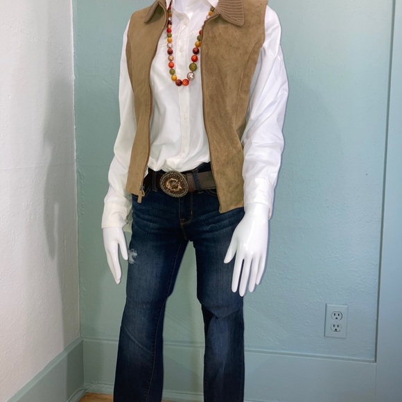 Liz Claiborne Suede and Knit Vest S - Picture 5 of 7